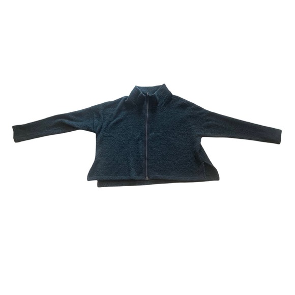 Women S Bryn Walker Alpaca Wool Zip Sweater Jacket Green Boucle Knit Relaxed - Picture 1 of 5